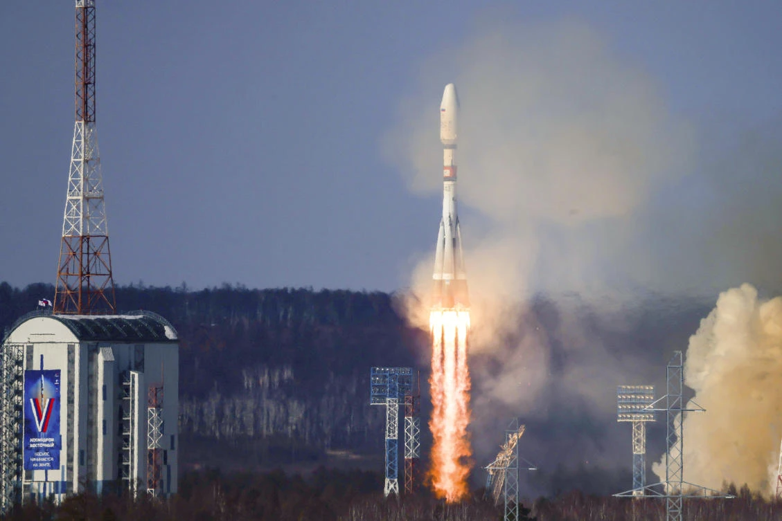 Thursday’s launch comes after Russia put into orbit the Iranian Khayyam satellite in 2022. (Roscosmos space corporation via AP)