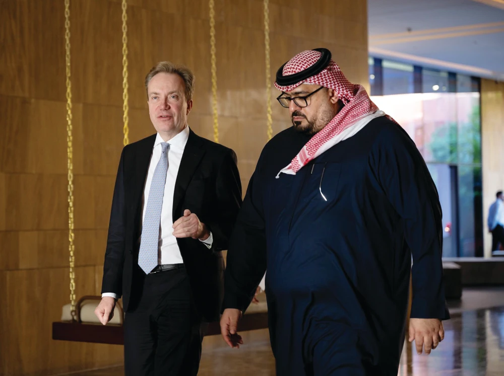 Faisal Al-Ibrahim hosted Borge Brenda in Riyadh. (SPA)