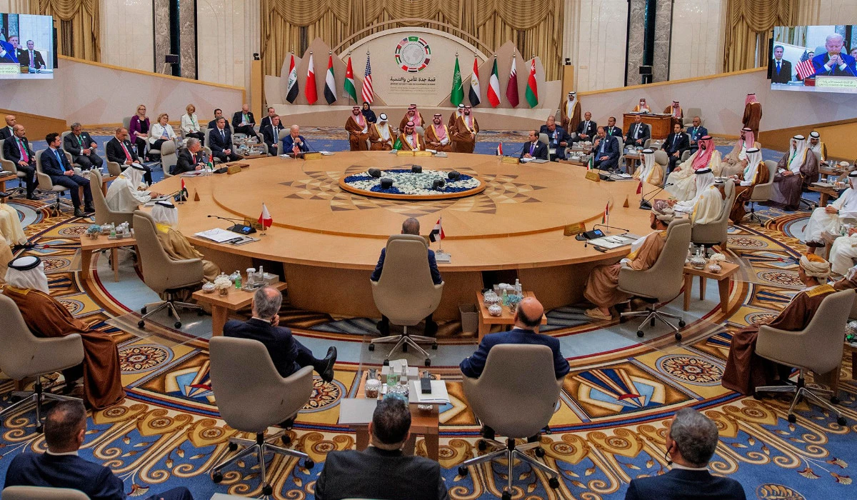 Leaders and representatives of the Gulf Cooperation Council countries, the US, Egypt, Iraq, and Jordan attend a Summit in Jeddah