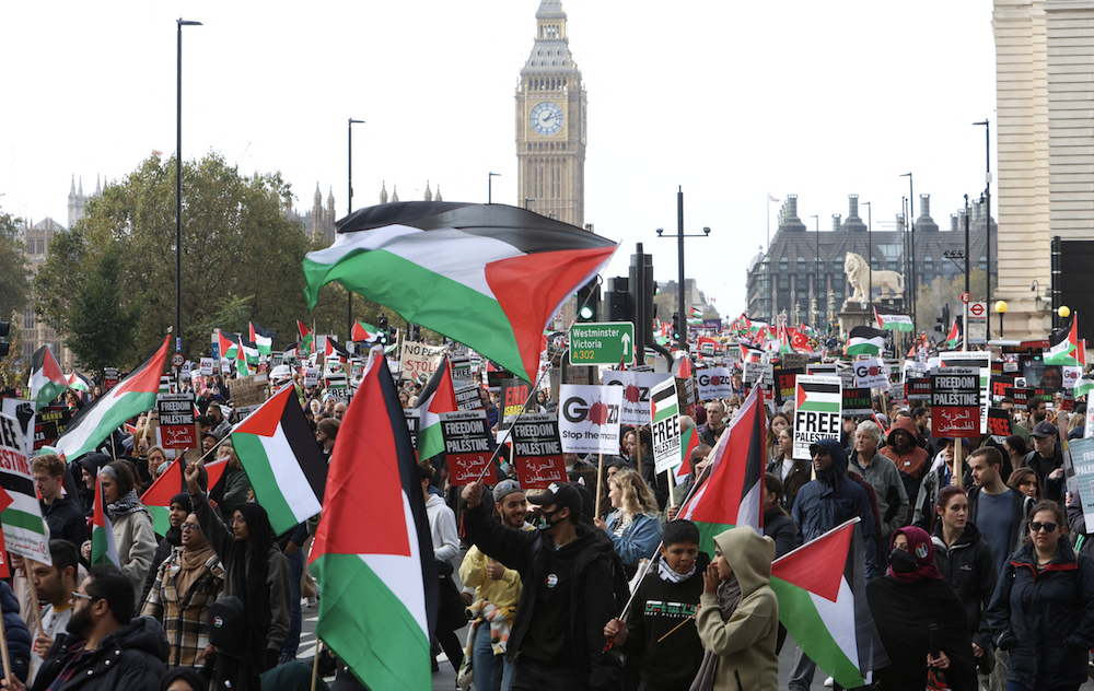 Limiting or banning pro-Palestine protests in the UK will increase the likelihood of terror attacks in the country, a former police chief has said. (Reuters/File Photo)