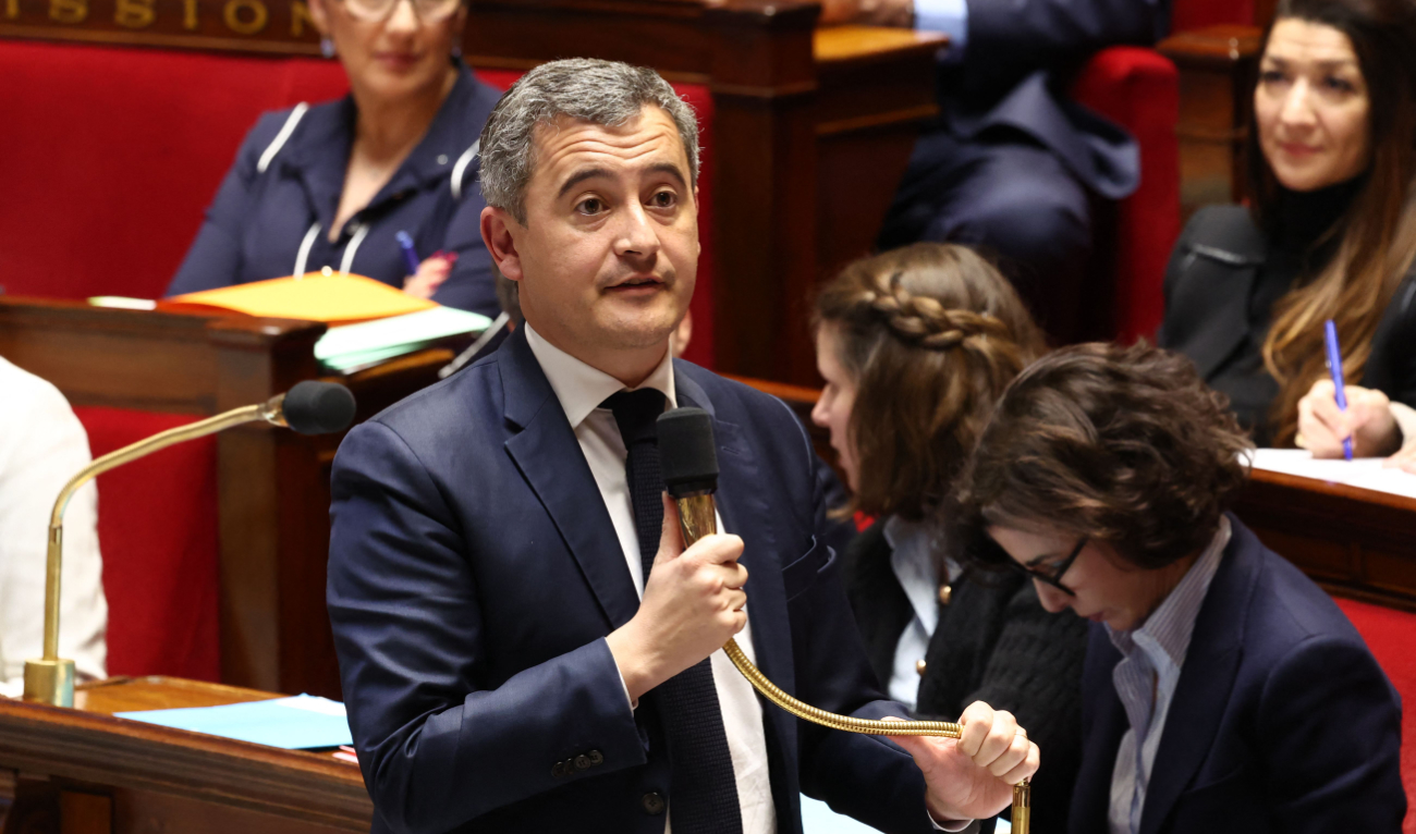 France's Minister for Interior and Overseas Gerald Darmanin speaks during a session of questions to the government at the French National Assembly in Paris on March 5, 2024. (AFP)