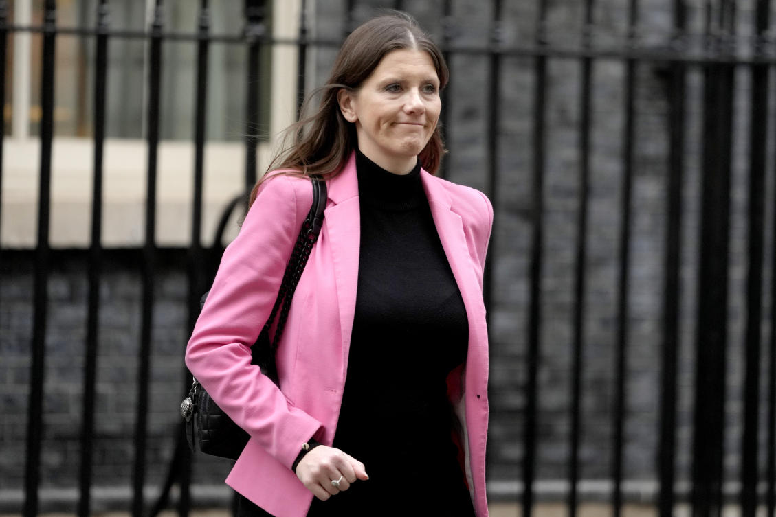Britain's Science Secretary Michelle Donelan leaves after a cabinet meeting at Downing Street in London, Jan. 31, 2023. (File/AP)