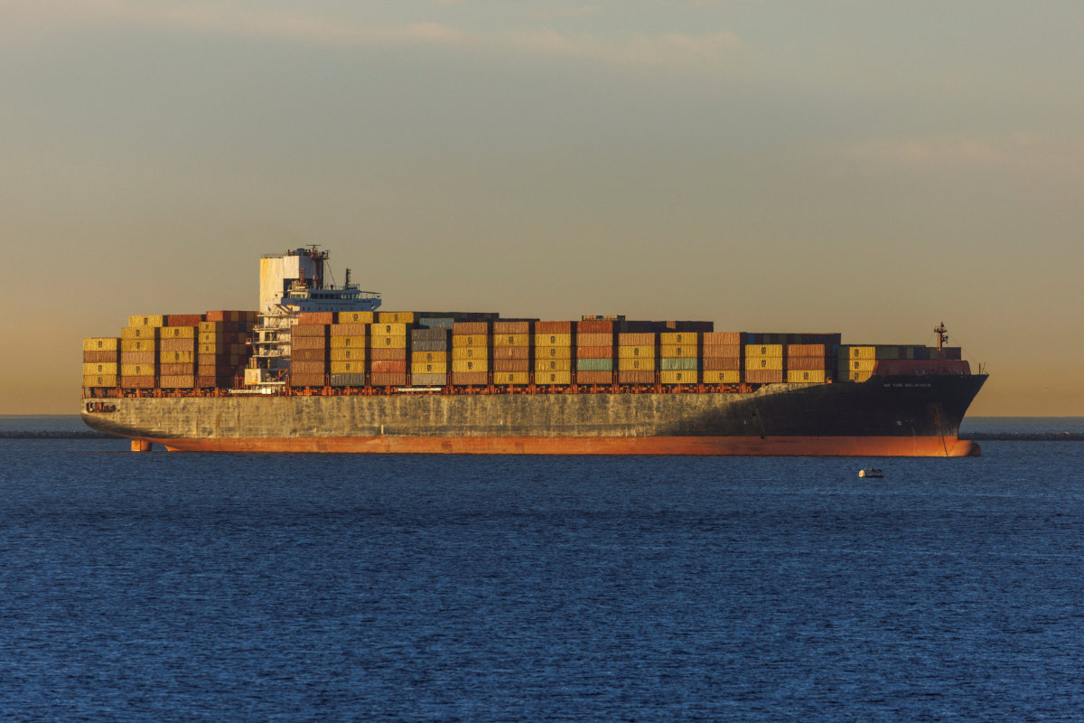A container ship is shown offshore at the Port of Long Beach in California. (REUTERS/File Photo)