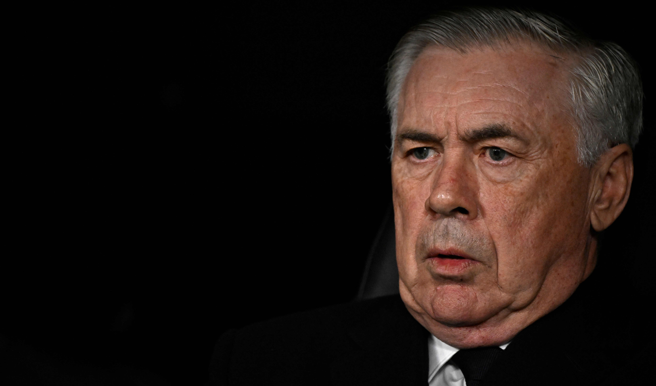 Real Madrid's Italian coach Carlo Ancelotti during the UEFA Champions League last 16 second leg against RB Leipzig at the Santiago Bernabeu stadium in Madrid on March 6, 2024. After the game, Ancelotti addressed the accusations for the first time. (AFP)