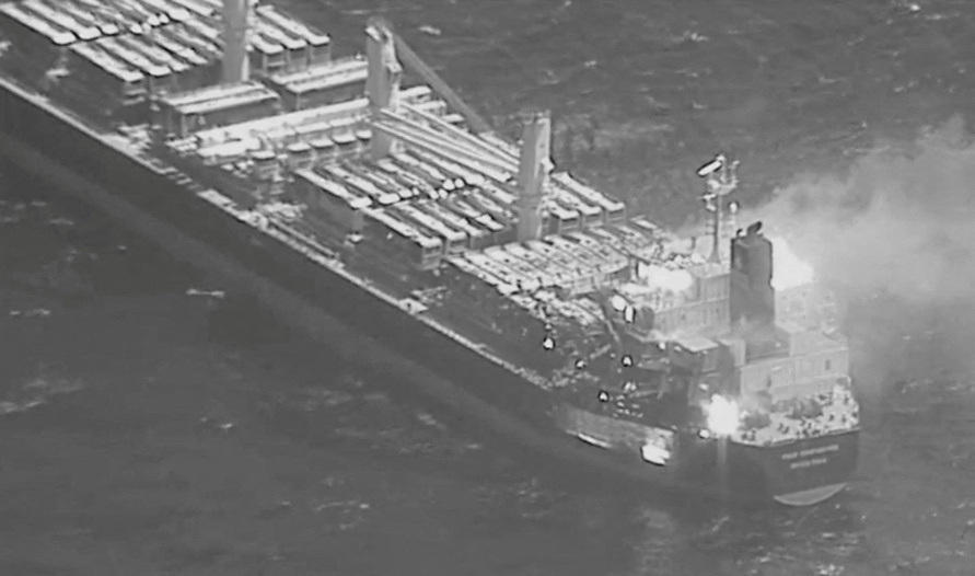 British maritime agencies said on Friday that an incident had been reported in waters around 50 nautical miles southeast of Yemen’s city of Aden where Houthi militants have been attacking ships.(Reuters/File)