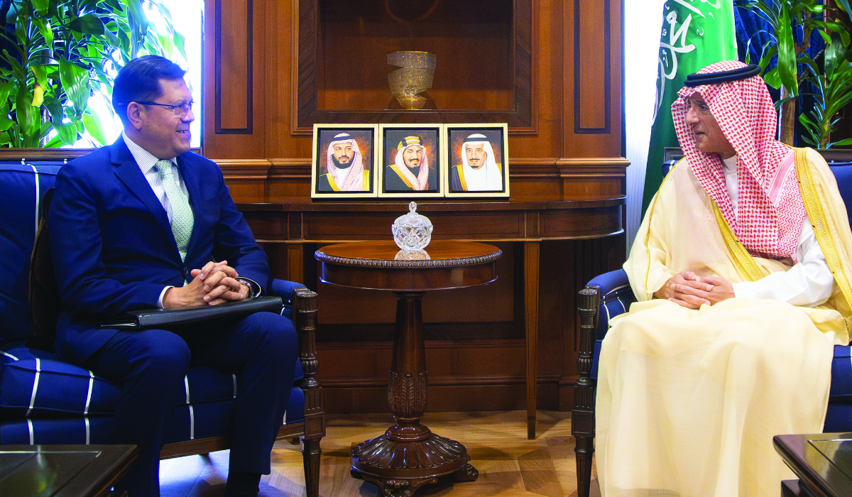 Adel Al-Jubeir holds talks with Anibal Gomez Toledo in Riyadh. (Supplied)