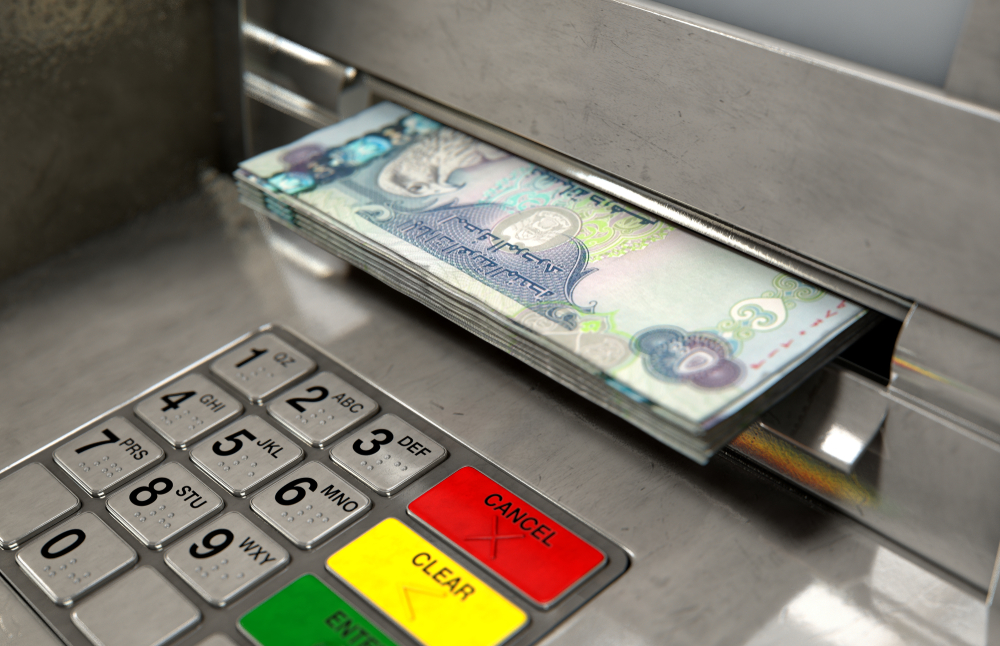 the number of automated teller machines in the UAE increased to 4,654 by the end of 2023. Shutterstock