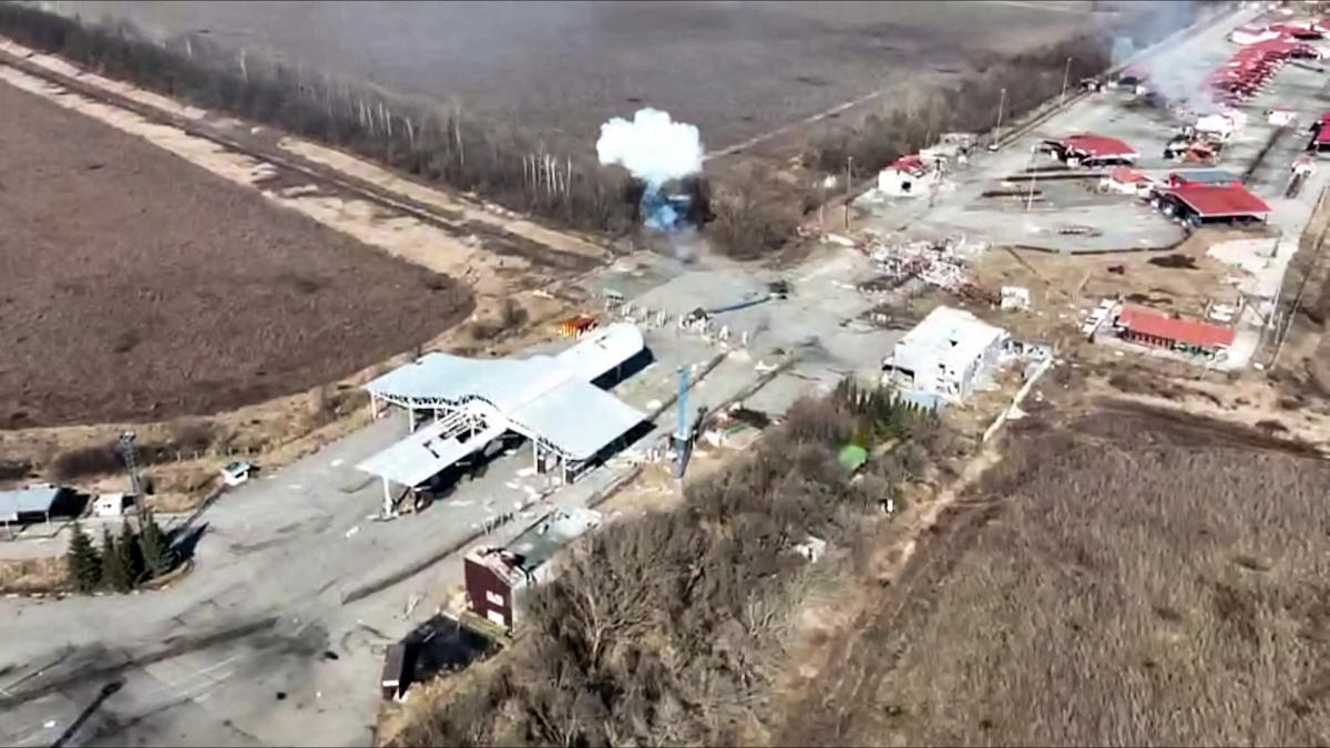 This grab taken from a handout footage released by the Russian Defense Ministry on Mar. 12, 2024 reportedly shows smoke rising from a destroyed military vehicle of the Ukrainian troops in the border area between Russia and Ukraine in the Belgorod region. (AFP)