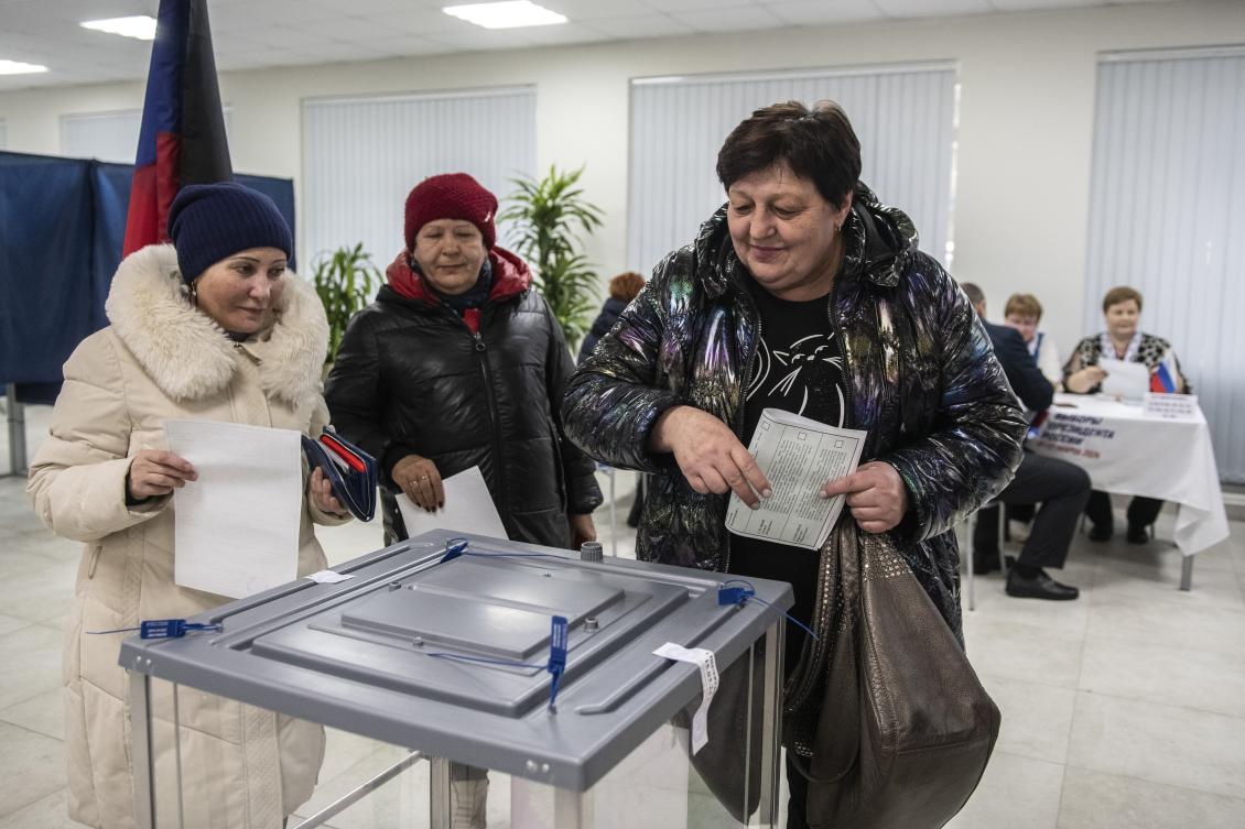 Vladimir Putin is casting the election as a show of Russians’ loyalty and support for his military assault on Ukraine, now in its third year. (AP)
