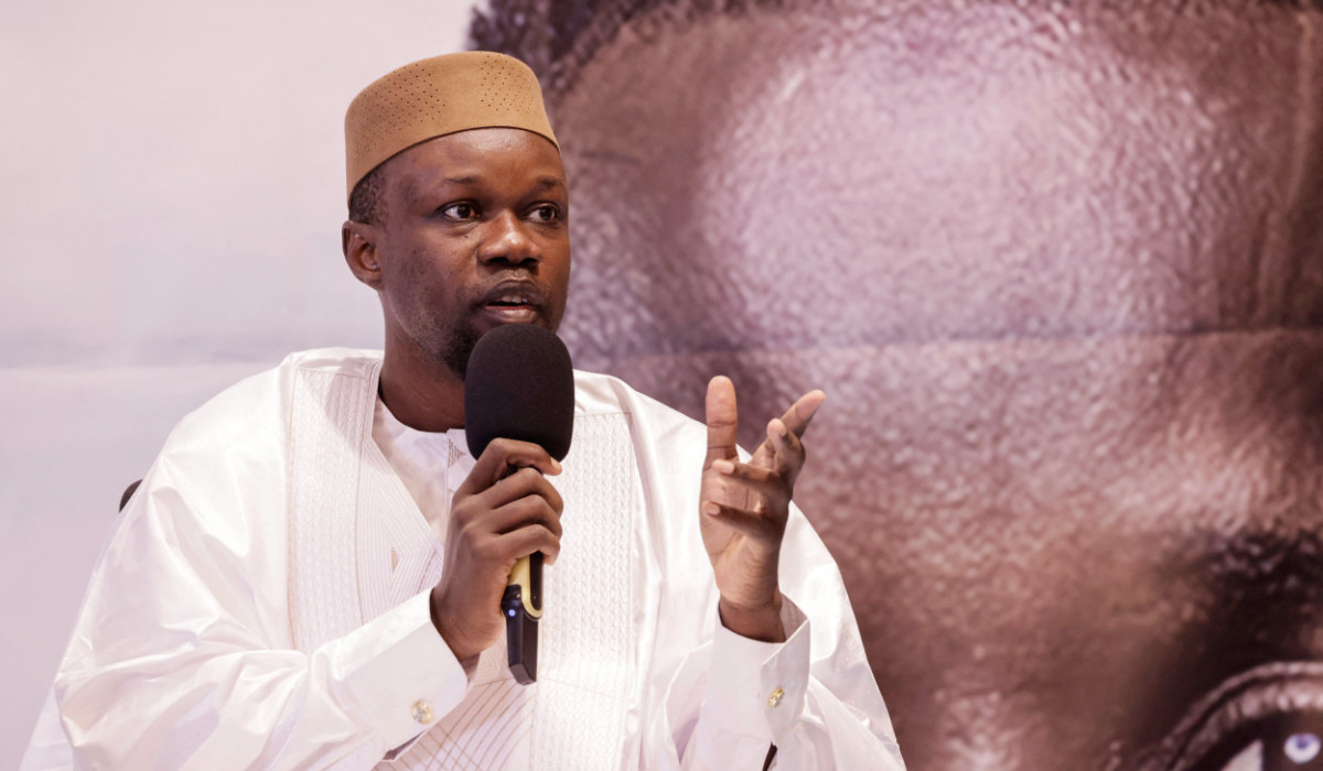 Senegalese opposition leader Ousmane Sonko speaks during a joint press conference with the presidential candidate he is backing in the March 24 election, Bassirou Diomaye Faye, a day after they were released from prison, in Dakar, Senegal March 15, 2024. (REUTERS)