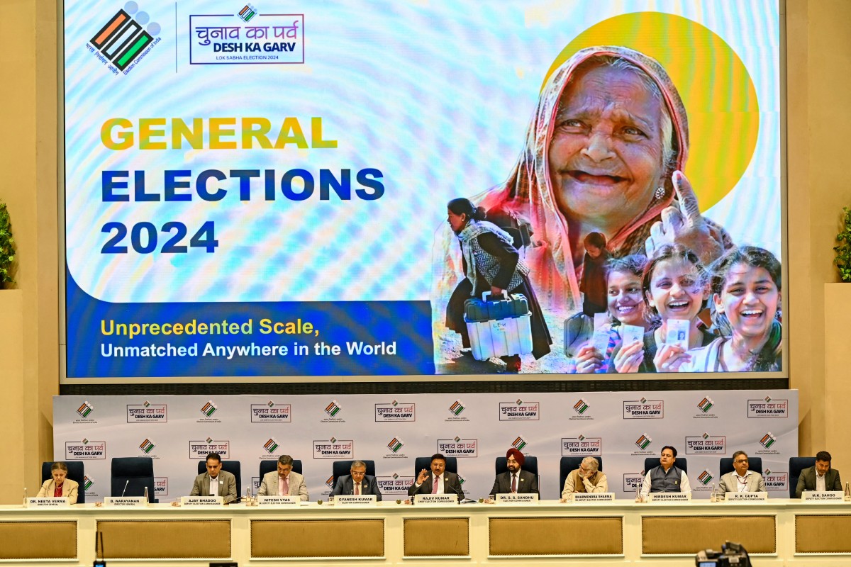 Chief Election Commissioner of India Rajiv Kumar speaks during a press conference in New Delhi on March 16, 2024. (AFP)