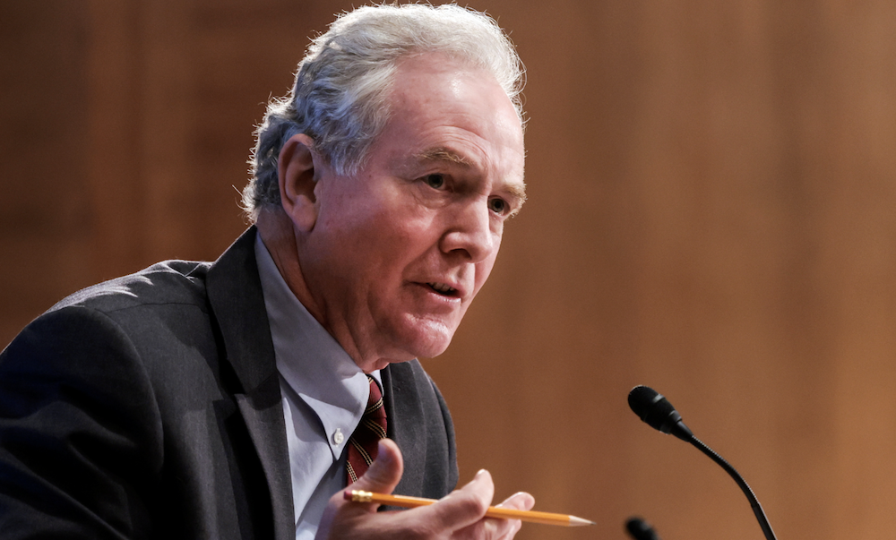 Maryland Sen. Chris Van Hollen is part of a group of seven senators who this week sent to a letter to Biden urging an end to US weapon deliveries to Tel Aviv. (Reuters/File Photo)