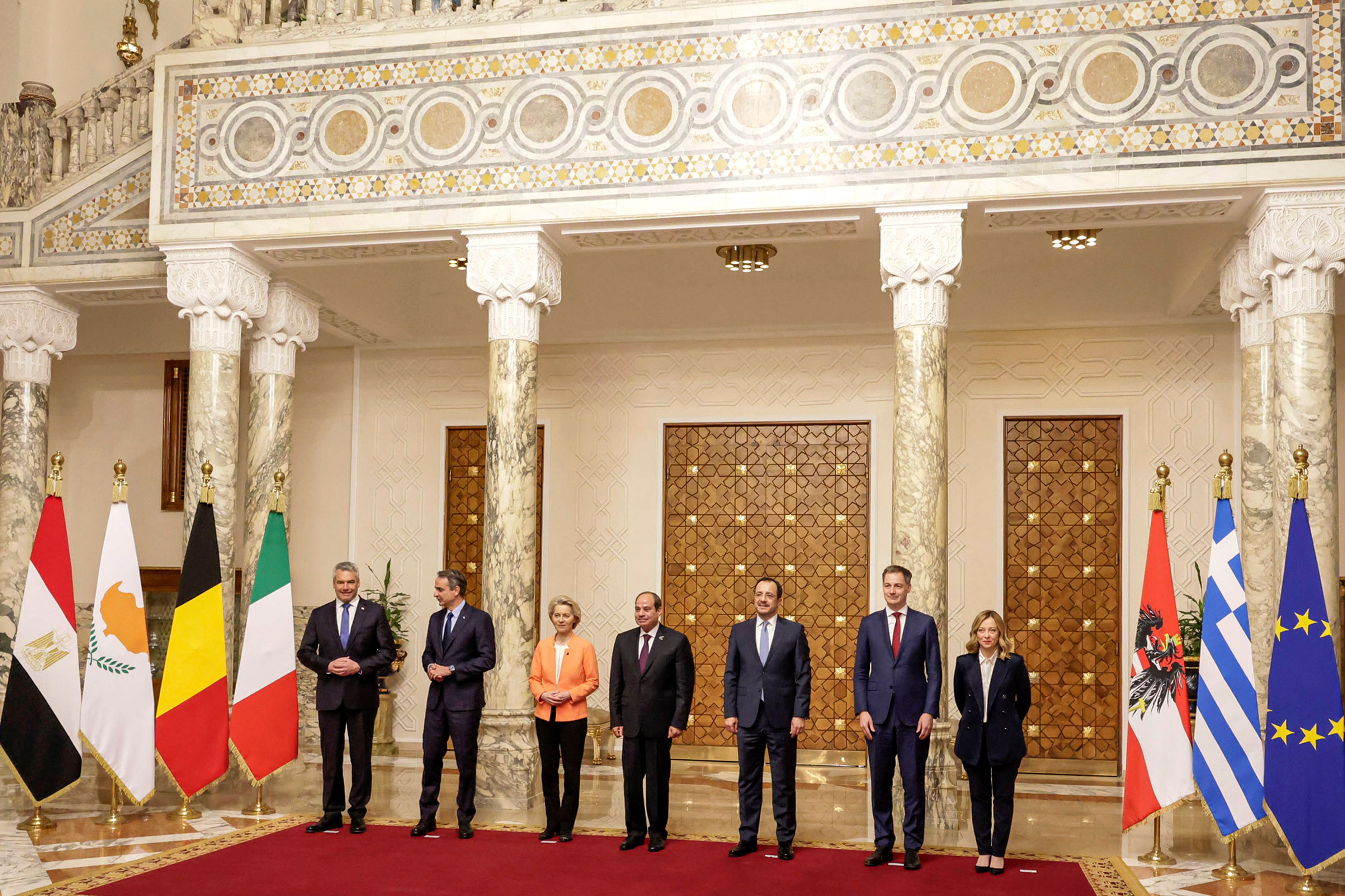 European Commission President Ursula von der Leyen — who was joined by the leaders of Austria, Belgium, Cyprus, Greece and Italy — met with Egyptian President Abdel Fattah El-Sissi. AFP