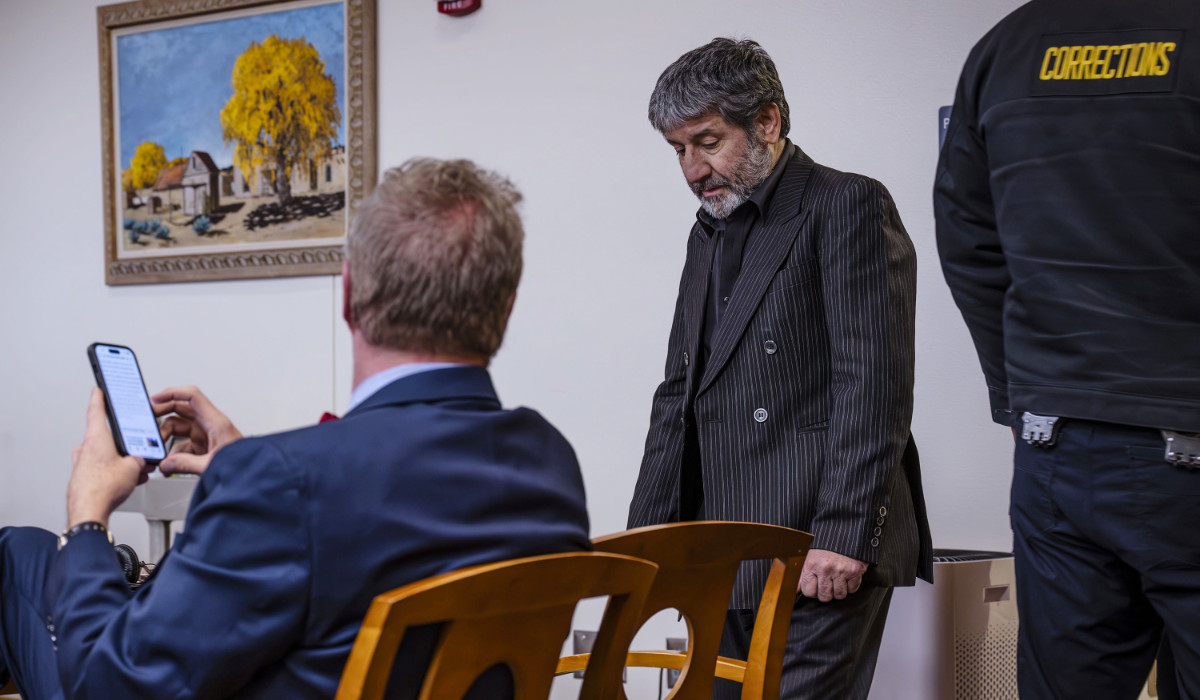 Muhammad Syed enters the court room before closing arguments at the Bernalillo County Courthouse in Downtown Albuquerque, N.M,, on Friday, March 15, 2024. (AP)