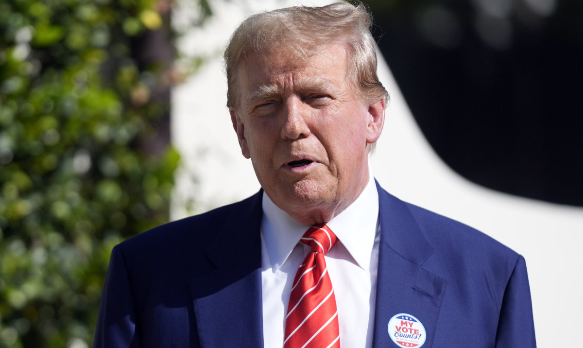 Republican presidential candidate former President Donald Trump speaks after voting in the Florida primary election in Palm Beach, Fla., Tuesday, March 19, 2024. (AP)