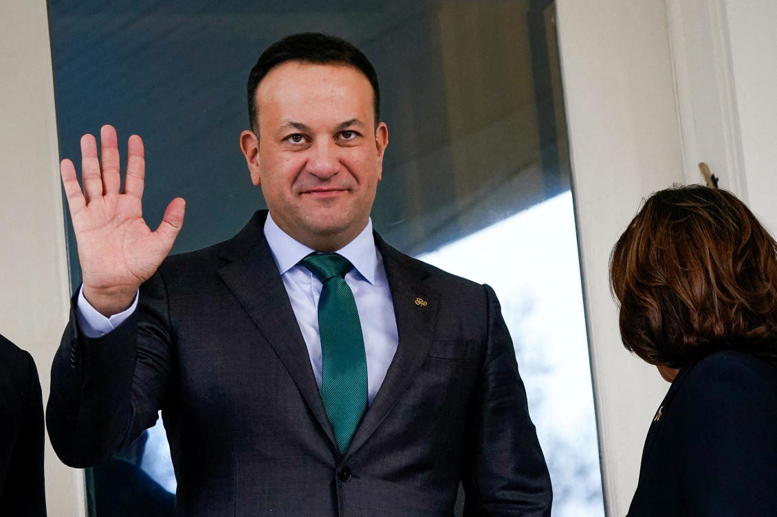 Former Irish Prime Minister Leo Varadkar arrives at the residence of US Vice President Kamala Harris at the US Naval Observatory in Washington, US, March 15, 2024.
