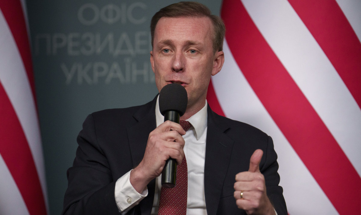 White House national security adviser Jake Sullivan speaks during a joint press conference with the head of the Office of the President of Ukraine Andriy Yermak in Kyiv, Ukraine, Wednesday, March 20, 2024. (AP)