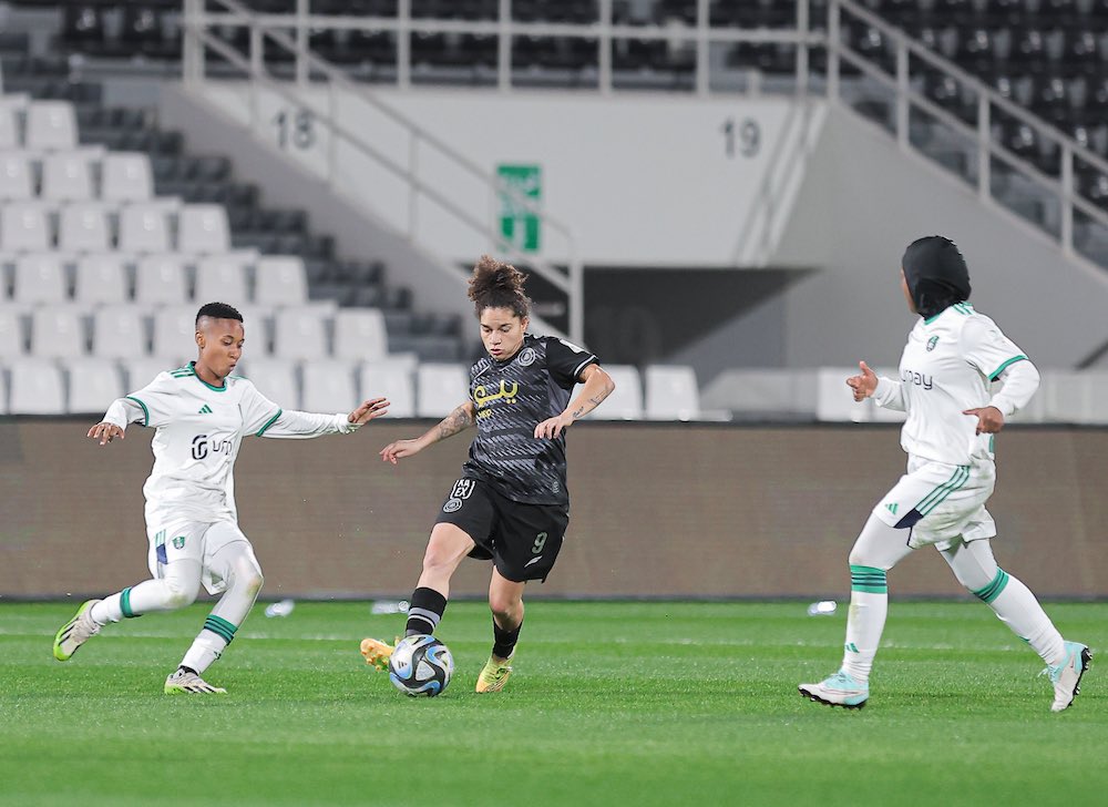 Al-Ahli and Al-Shabab during a women’s Premier League match earlier this season. (X: @alshababfcwomen)