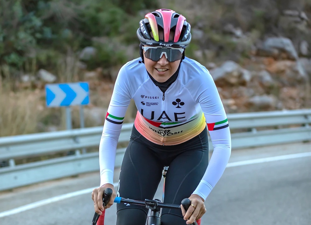 Safiya Al-Sayegh is now forging a career as the first Emirati woman to become a professional cyclist, racing for UAE Team ADQ. (www.uaeteamadq.com)