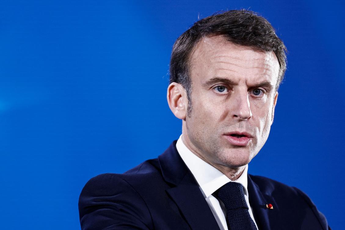 France’s President Emmanuel Macron speaks during a press conference on the second and last day of the European Council summit at the EU headquarters in Brussels on March 22, 2024.