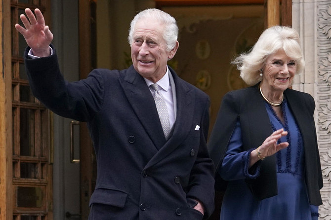 Britain’s King Charles III and Queen Camilla leave The London Clinic in central London, on Jan. 29, 2024. (AP/File)