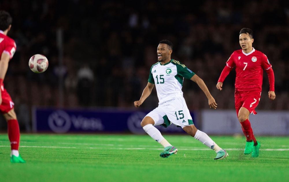 Saudi Arabia were held to a 1-1 draw by Tajikistan. (X/@SaudiNT)