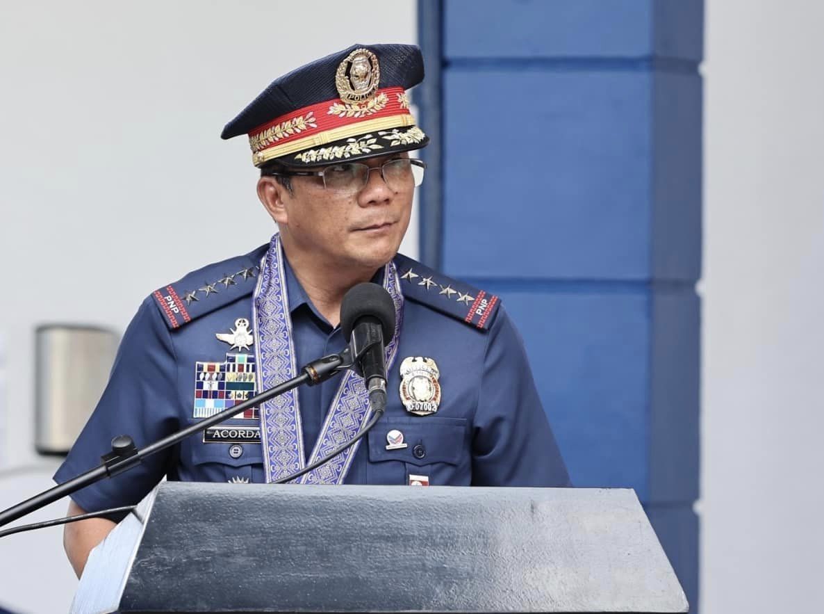 Philippine National Police chief Gen. Benjamin Acorda Jr. addresses an audience in Quezon City on March 14, 2024. (Philippine National Police)