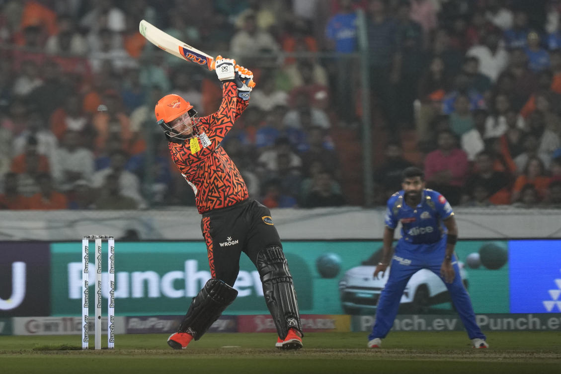 Sunrisers Hyderabad’s Heinrich Klaasen plays a shot during the IPL cricket match between Sunrisers Hyderabad and Mumbai Indians in Hyderabad, India, Wednesday, Mar. 27, 2024. (AP Photo)