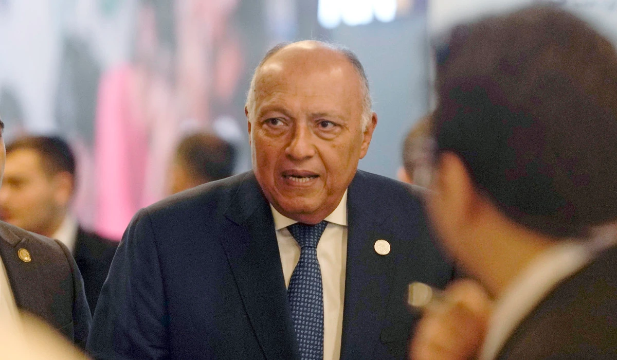 Egyptian Foreign Minister Sameh Shoukry, attends the Antalya Diplomacy Forum in Antalya, Turkey, Friday, March 1, 2024. (AP)