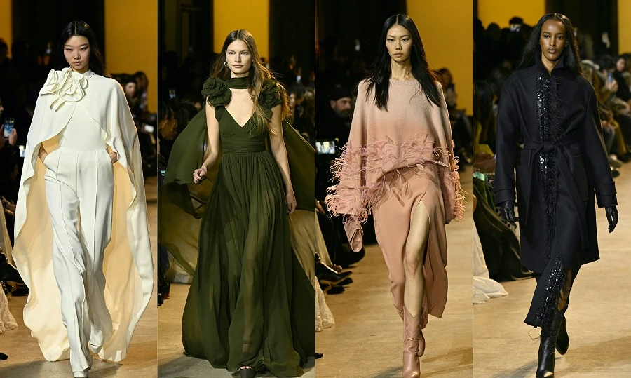 Models hit the runway for Elie Saab in Paris on Saturday. (AFP)