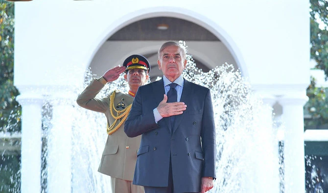 In this handout photograph released by the Press Information Department (PID) on April 12, 2022, Pakistan's Prime Minister Shehbaz Sharif reviews a guard of honor upon his arrival at the Prime Minister's House in Islamabad. (AFP/File)