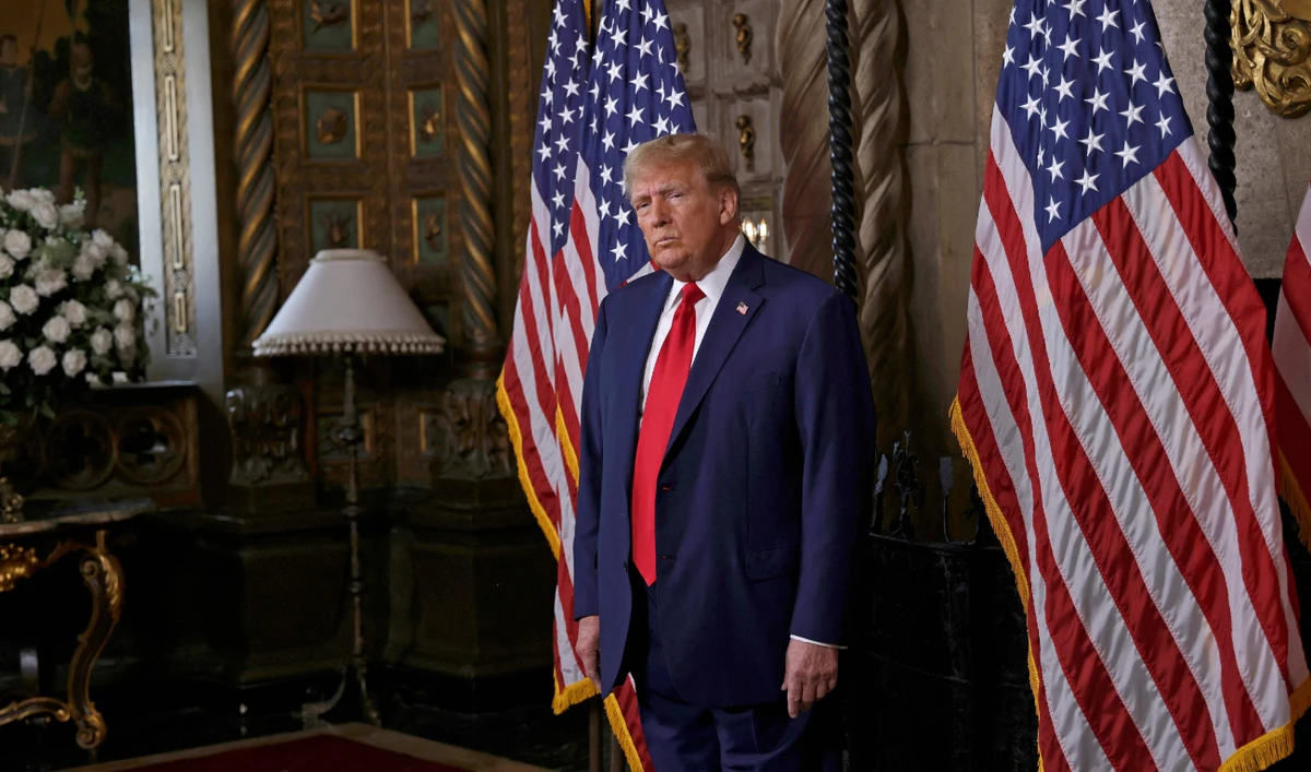 Republican presidential candidate and former President Donald Trump speaks in the library at Mar-a-Lago on March 4, 2024 in Palm Beach, Florida. (AFP)