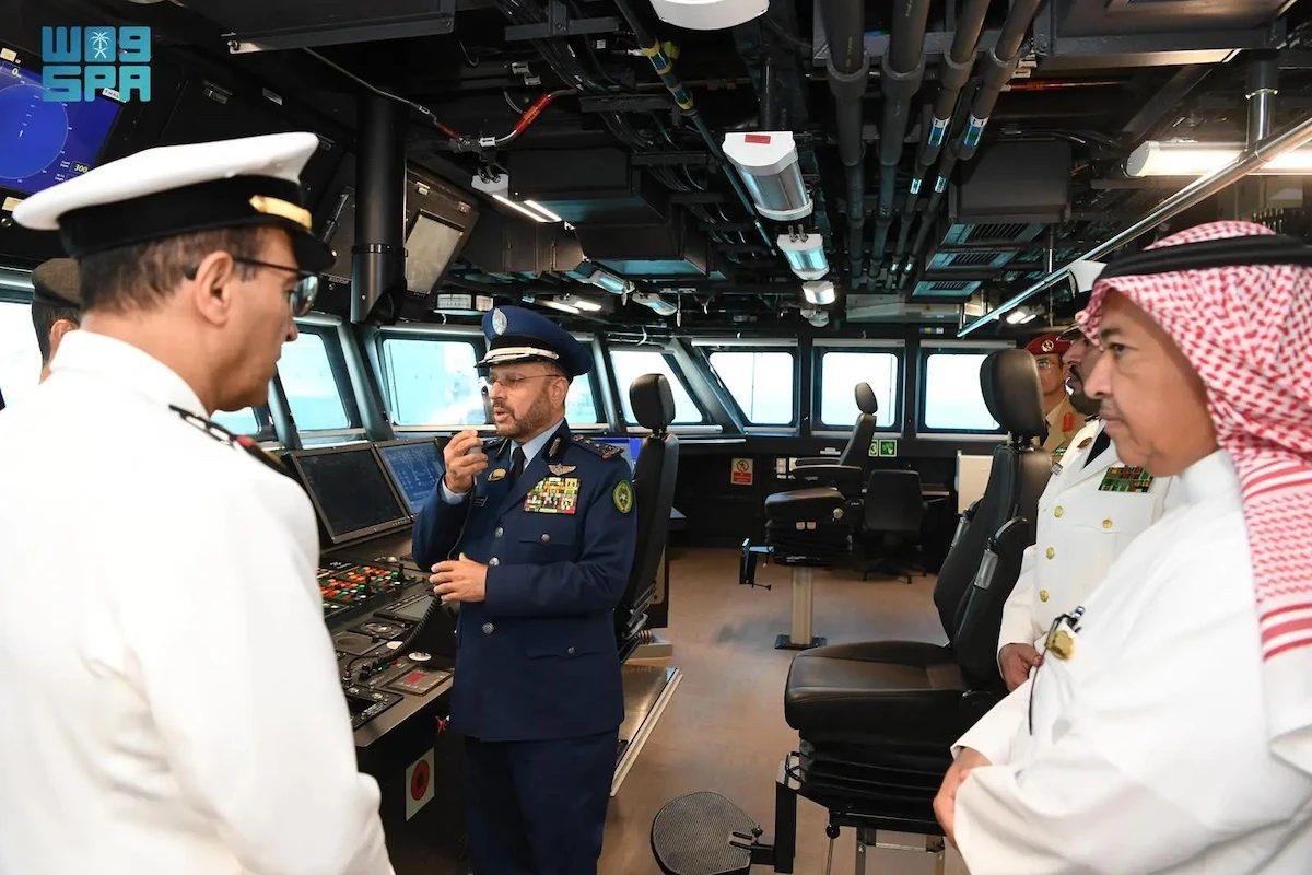 Saudi Arabia’s Chief of the General Staff Lt. Gen. Fayyad bin Hamed Al-Ruwaili launching His Majesty’s Ship Onaiza in Jeddah. (SPA)