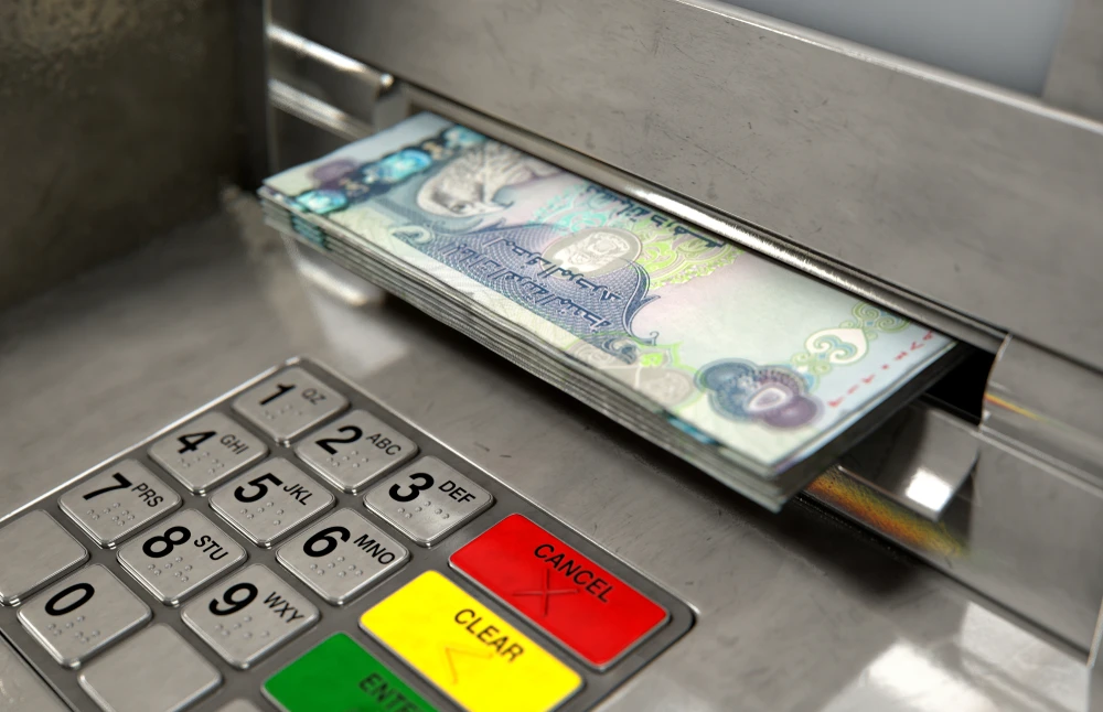 the number of automated teller machines in the UAE increased to 4,654 by the end of 2023. Shutterstock