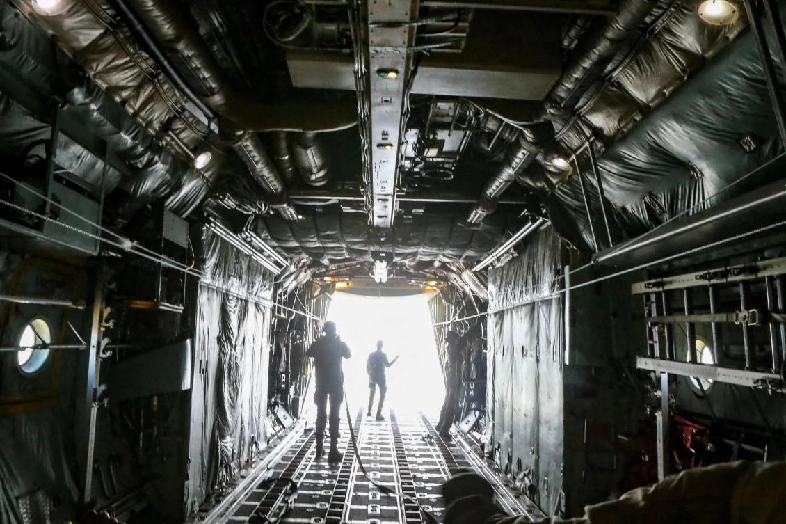 Humanitarian aid for Palestinians on the Gaza Strip is airdropped from a Jordanian Air Force aircraft over northern Gaza amid ongoing battles between Israel and the militant group Hamas. (File/AFP)