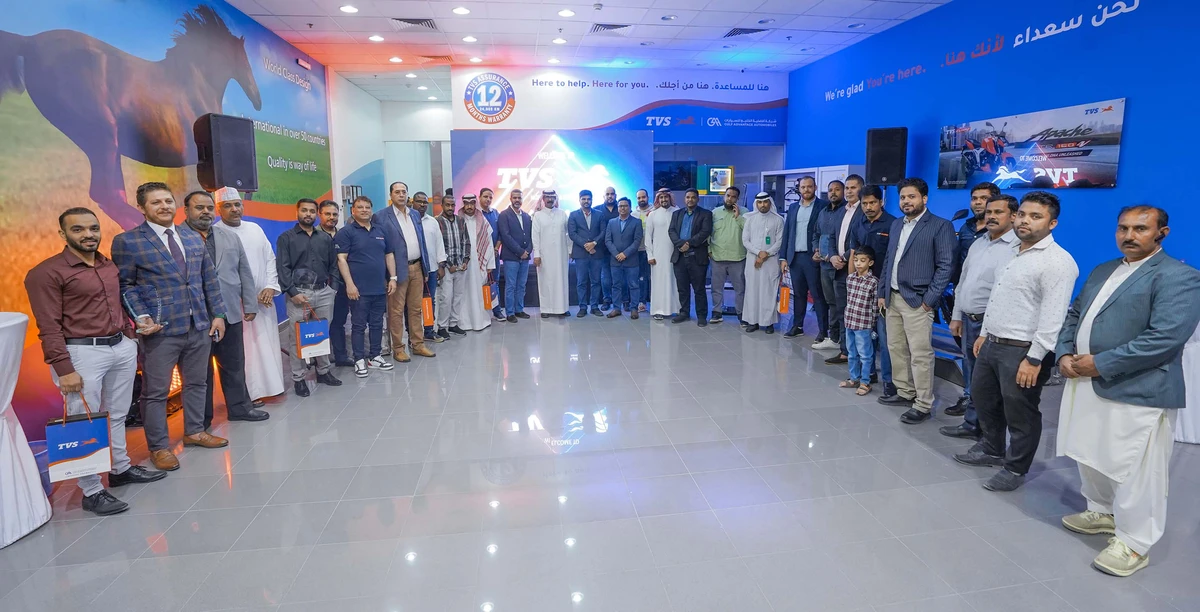 Officials from TVS Motor Company and Gulf Advantage Automobiles at the launch event in Riyadh.