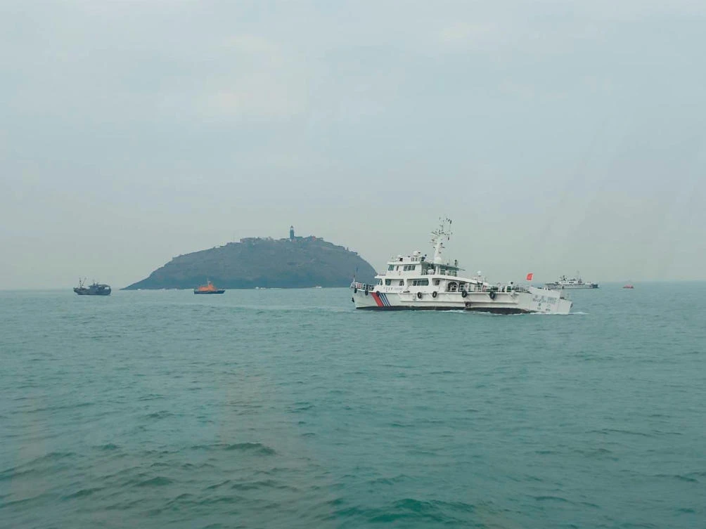 Authorities on both sides sent the rescue boats after a Chinese fishing vessel capsized in the early hours near the Taiwan-controlled Kinmen islands, on March 14, 2024. (Taiwan Coast Guard via Reuters)