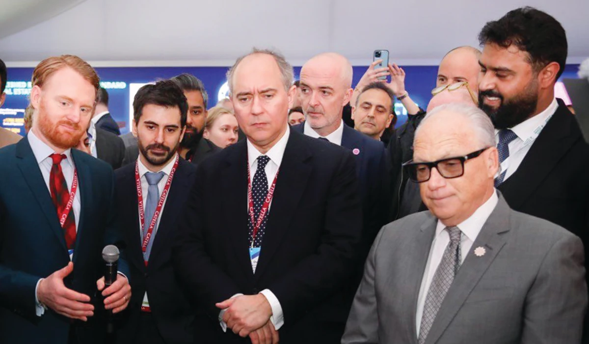 Lord Dominic Johnson visits Saudi pavilion at Global Urban Festival MIPIM in Cannes, France. (Supplied)