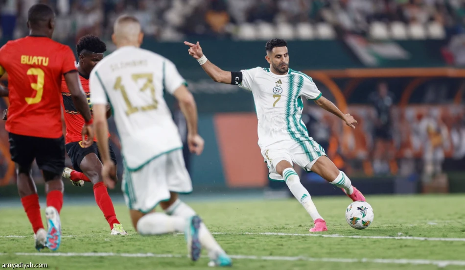 Riyad Mahrez is action for Algeria at the recent Africa Cup of Nations in Côte d'Ivoire (Arriyadiyah)
