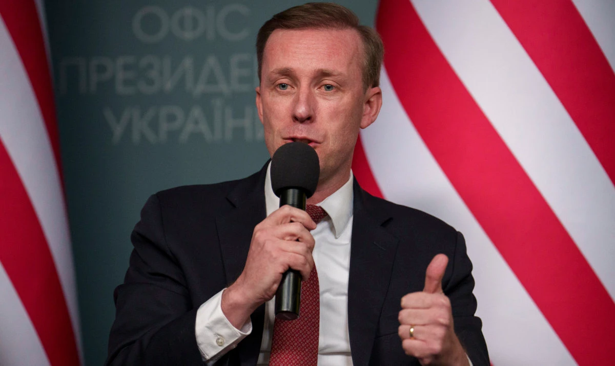 White House national security adviser Jake Sullivan speaks during a joint press conference with the head of the Office of the President of Ukraine Andriy Yermak in Kyiv, Ukraine, Wednesday, March 20, 2024. (AP)