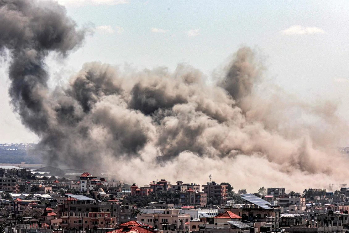 Smoke plumes billow after Israeli bombardment over Rafah in the southern Gaza Strip amid ongoing battles between Israel and the Palestinian militant group Hamas. (File/AFP)