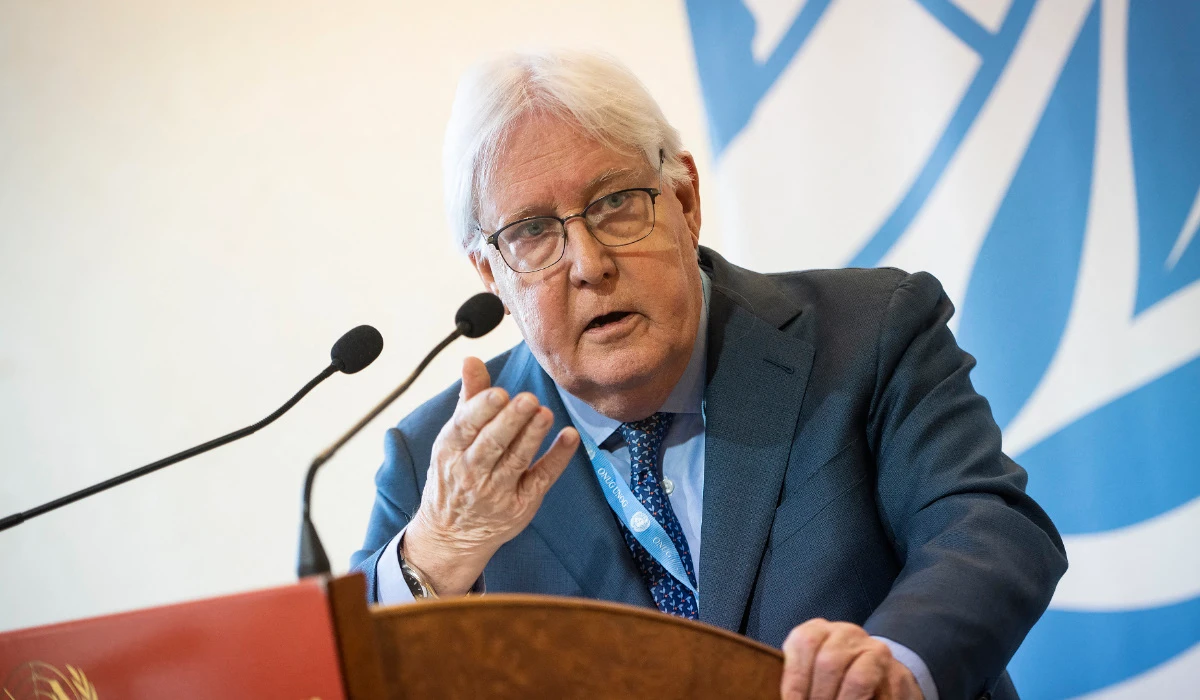 United Nations Under-Secretary-General for Humanitarian Affairs and Emergency Relief Coordinator Martin Griffiths speaks during a press conference on the situation in Gaza, at UN Building in Geneva, on November 15, 2023. (AFP file photo)