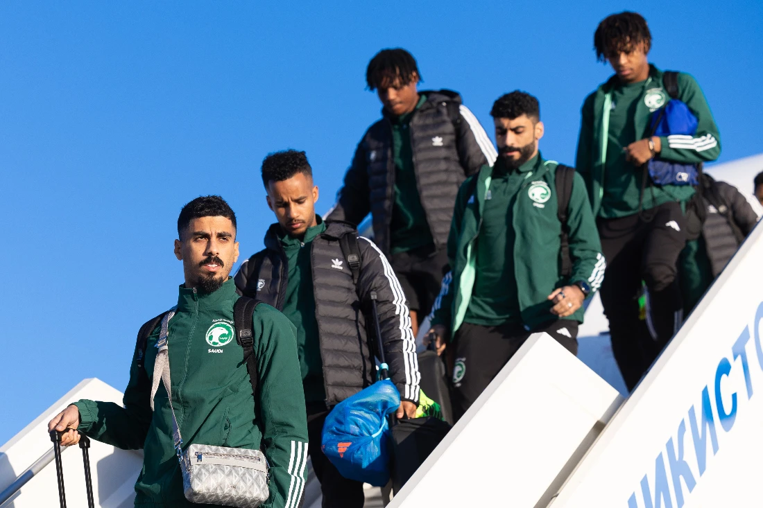 Saudi Arabia’s national football team arrives in Tajikistan for 2026 World Cup and 2027 Asian Cup second-stage qualifying game. (Supplied)