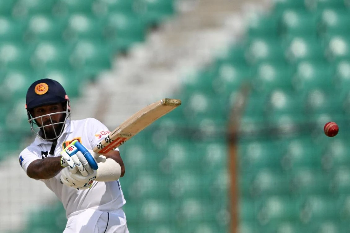 Sri Lanka’s Kusal Mendis plays a shot during their first day of the second Test cricket match against Bangladesh at the Zahur Ahmed Chowdhury Stadium in Chittagong on Mar. 30, 2024. (AFP)
