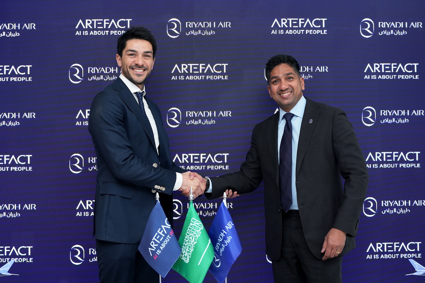 Abe Dev, vice president of Digital and Innovation at Riyadh Air and Rahul Arya, CEO and managing partner of Artefact MENA. Supplied