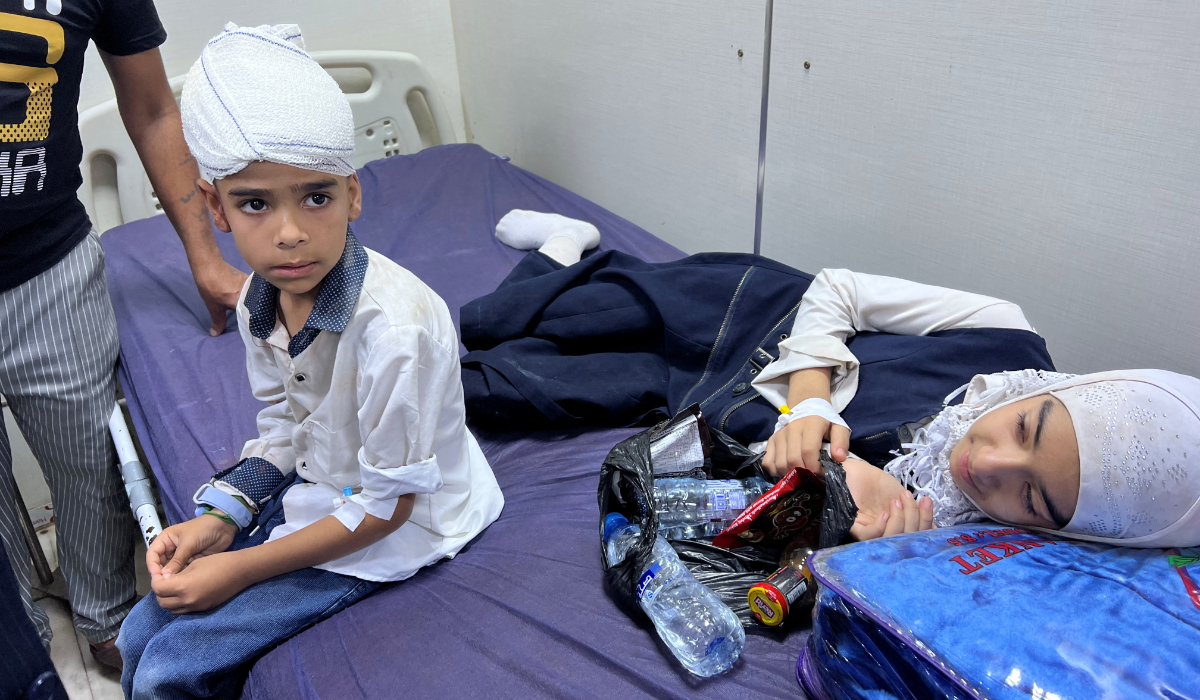 Children receive medical care at a hospital after six primary-school students were killed and 14 others were injured when a refrigerator truck veered into a group of children in Basra, Iraq April 2, 2024. (REUTERS)