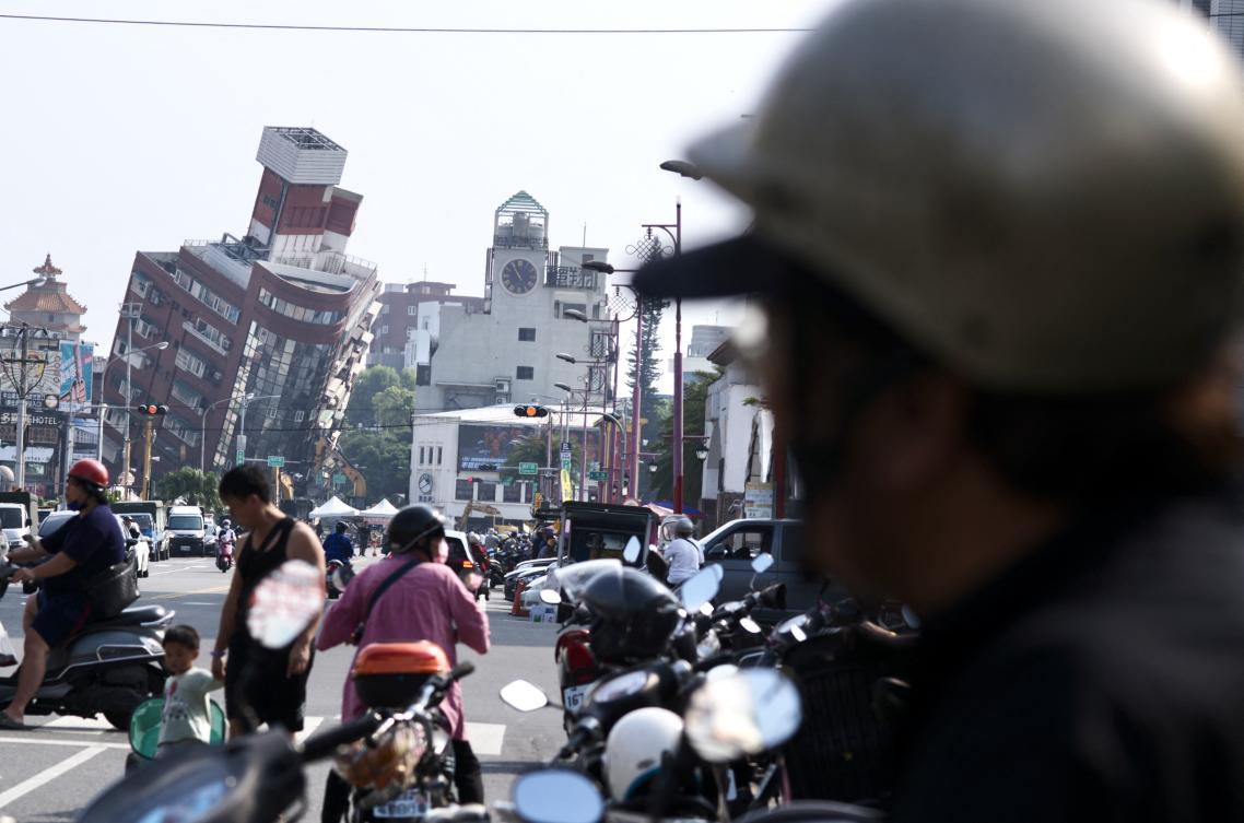 The quake was the strongest to hit Taiwan in 25 years. Local authorities measured the initial quake’s strength as 7.2 magnitude, while the US Geological Survey put it at 7.4. (AFP)