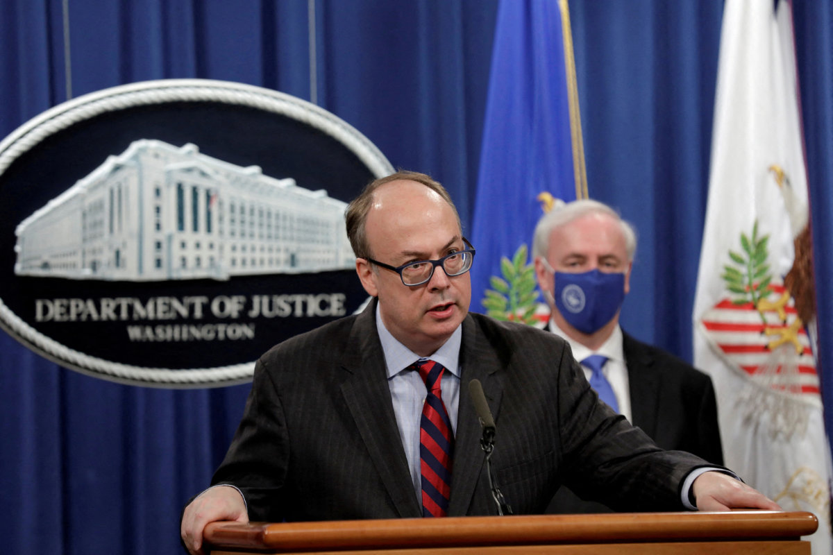 Donald Trump ally Jeffrey Clark speaks at a news conference at the Justice Department in Washington on October 21, 2020. (REUTERS)