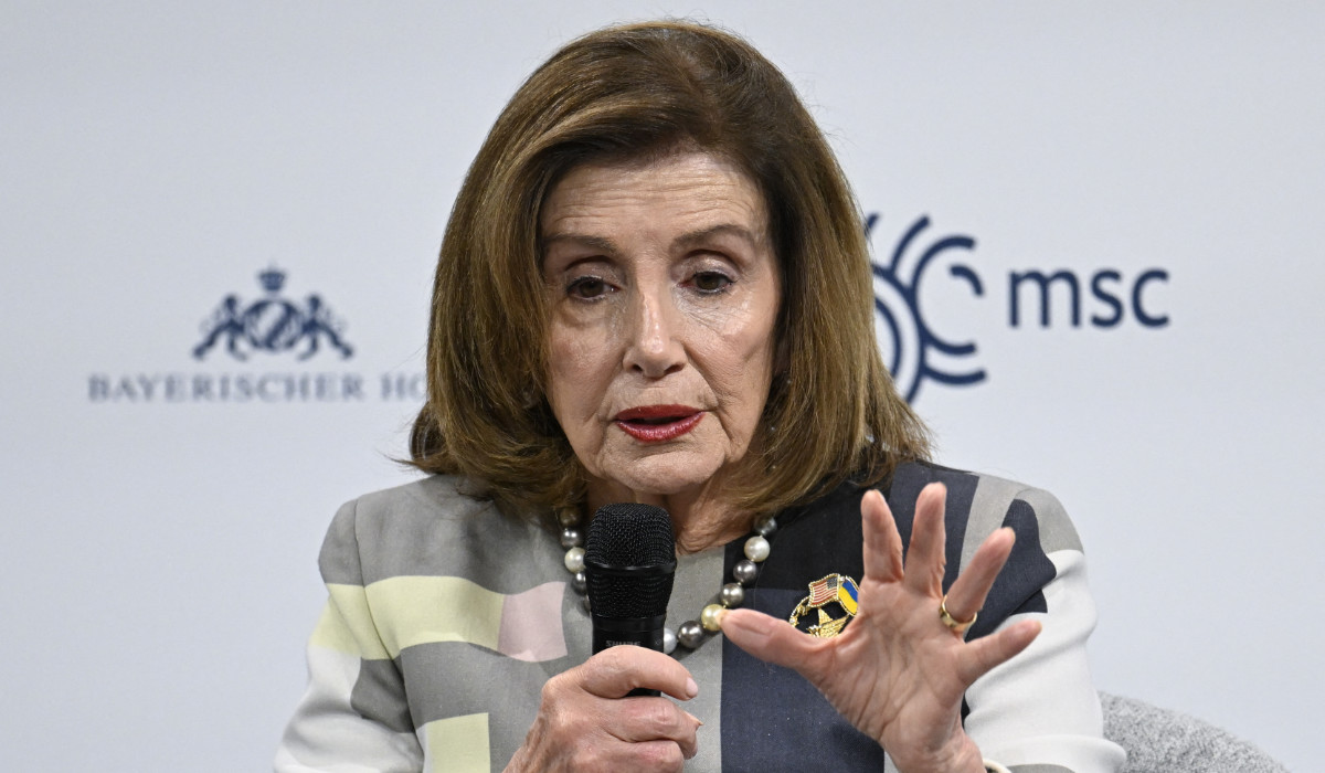Former US Speaker of the House Nancy Pelosi attends a panel discussion at the 60th Munich Security Conference (MSC) at the Bayerischer Hof hotel in Munich, southern Germany, on February 17, 2024. (AFP)