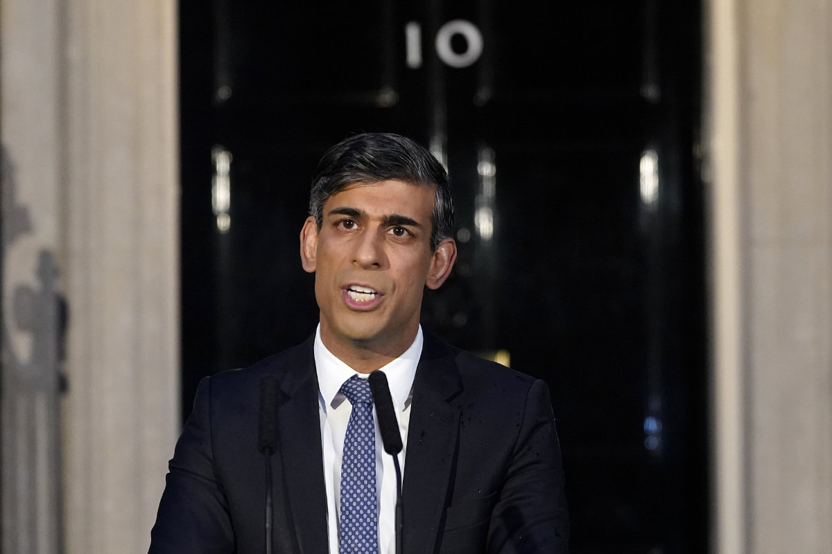 Britain's Prime Minister Rishi Sunak says Israel has the right to defeat the threat from Hamas but the bloodshed has already gone out of control and needs to end. (AP)